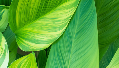 Vibrant Green Leaf Macro Texture in Nature, Featuring Close-Up Detail and Fresh Foliage Patterns of a Tropical Palm Tree © Ohice