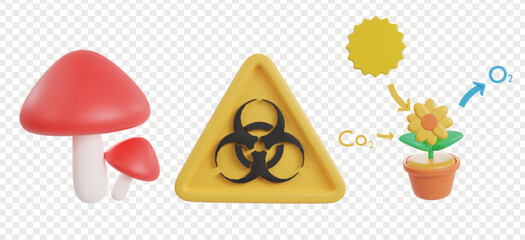 Biology 3d icons clipart. Biology anatomy 3d icons for homepage or UIUX.