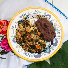 Yucatan food: Scrambled eggs with chaya.