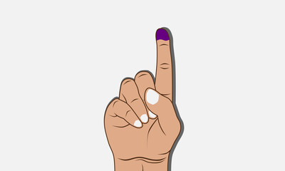 Index finger with blue or purple ink. Presidential election concept.