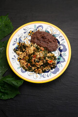 Yucatan food: Scrambled eggs with chaya.