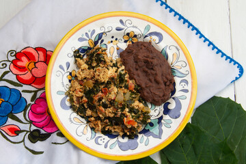 Yucatan food: Scrambled eggs with chaya.