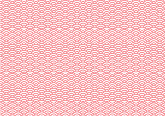 日本の伝統紋様 青海波のシームレスパターン 赤