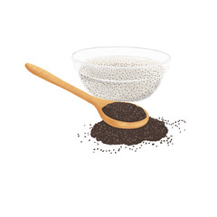 A bowl of Basil Seeds Illustration