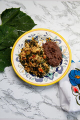 Yucatan food: Scrambled eggs with chaya.