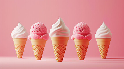 Closeup image of ice cream on pink background.