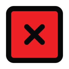 Obraz premium attention crossing x stop red black square sign traffic warning caution isolated symbol logo hazard danger badge road mark vector flat design for website mobile isolated white Background