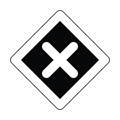 Obraz premium attention crossing x stop black outline traffic sign warning caution isolated icon symbol logo hazard danger badge road mark vector flat design for website mobile isolated white Background