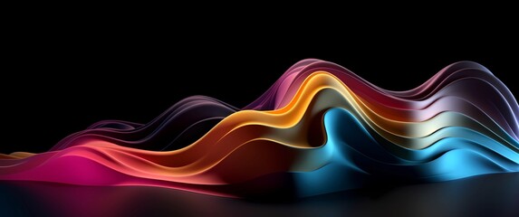 Abstract wavy shapes on a dark background, in a youthful and light magenta style