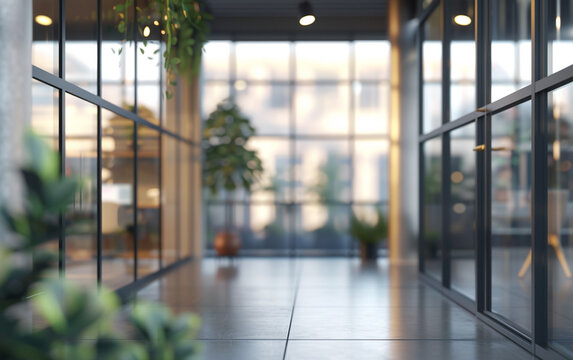 Photo blur background of modern office interior design contemporary workspace for creative business background for co working space