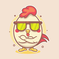 cool chicken animal character mascot with crossed arms isolated cartoon in flat style design