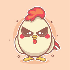 serious chicken animal character mascot with angry expression isolated cartoon