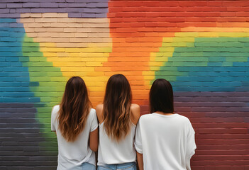 a lgbtq travel gay lesbian colorful rainbow mural genders street art lgbt bisexual gender couple friends pride relationship friendship painted wall lifestyle together brick graffiti urban building