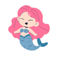 Cartoon Mermaid Girl Smile and  Happy Expression