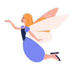 Flying Cute Fairy Flat Illustration