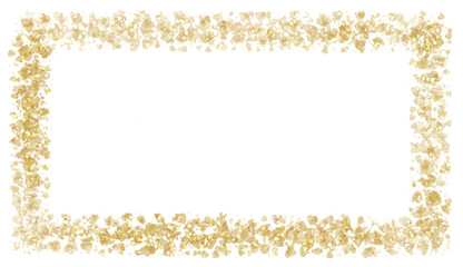 Gold  heart glitter frame. golden sparkle.Square frame on transparent background.