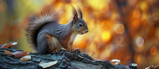 Fototapeta premium Squirrels, small or medium rodents, captured in various actions both on trees and on the ground.