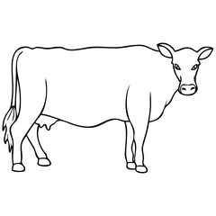 cow line vector illustration