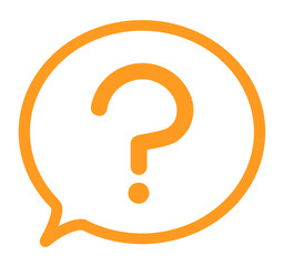 シンプルなオレンジ色のはてなマークと吹き出し