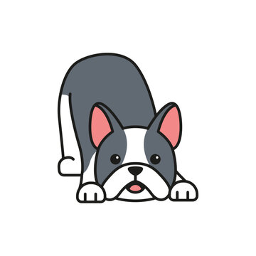 French bulldog flat color icon. Cute pet animal, vector illustration