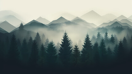 Fototapeta premium Lush green forest, vibrant green plants in the forest