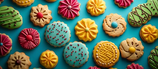 Vibrant Colorful Cookies Resembling a Sign of Delectable Delights