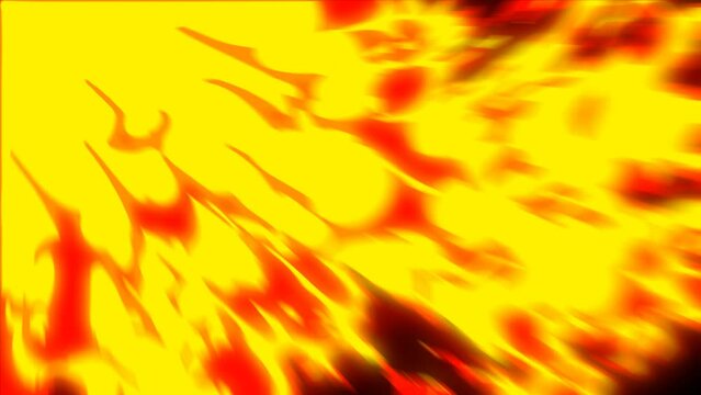 Action Element Animation Cartoon transition FX showing elements transiting a large downward burst of fire