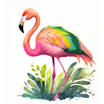 pink flamingo isolated on white © CHAIYAPHON