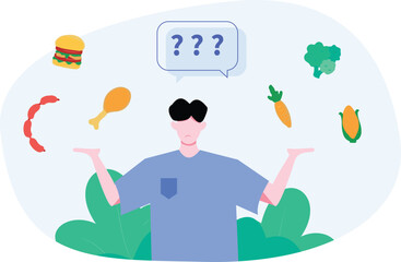 Healthy Vs Unhealthy Food Vector Flat Illustration