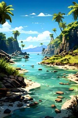 Beautiful river, mountain and ocean background landscape nature with colorful water in the Summer Hill 