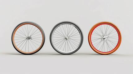 Vintage Bicycle Wheels: A Retro Cycling Masterpiece of Shiny Spokes and Rims with Realistic 3D...