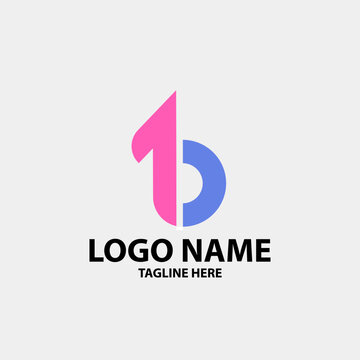 1b negative space logo design vector