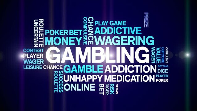 Gambling animated word cloud;text design animation tag kinetic typography seamless loop.