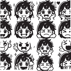 set of children faces