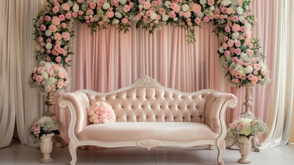 white wedding stage