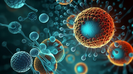 Macroscopic observation of organisms bacteria and cells and viruses under laboratory microscope