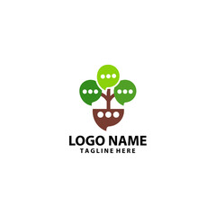 bubble chat tree logo logo design vector