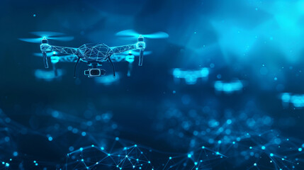 Futuristic Drones in a Low-Poly Digital World