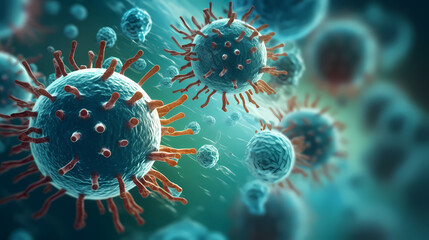 Macroscopic observation of organisms bacteria and cells and viruses under laboratory microscope