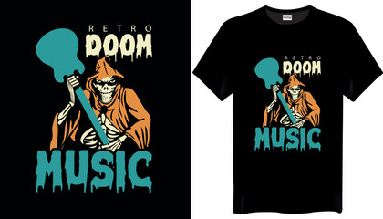 Retro Doom Music T-shirt Design