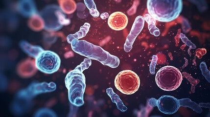Macroscopic observation of organisms bacteria and cells and viruses under laboratory microscope