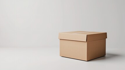 A cardboard boxes mockup on a white surface with space for text or product, Generative AI.