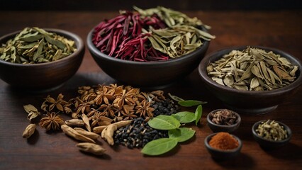 Fototapeta premium Set of Common Spices for Cooking and Baking