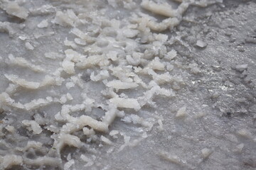 Tire tracks in snow slush