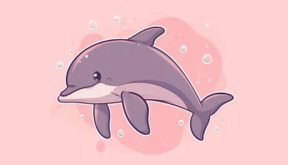 Tuinposter Kawaii dolphin © metin