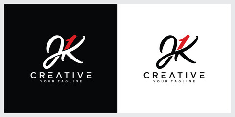 Initial JK, KJ Alphabets Letters Logo Monogram