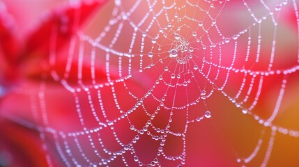 Natures Artwork: Dew-Kissed Spiderweb Close-Up