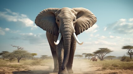 African elephant close-up, Hyper Real - obrazy, fototapety, plakaty