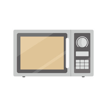 Microwave oven kitchen home appliance front view image cartoon vector illustration isolated white background