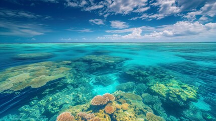 Warm, clear waters invite exploration of the reef's submerged structures and vibrant life.
